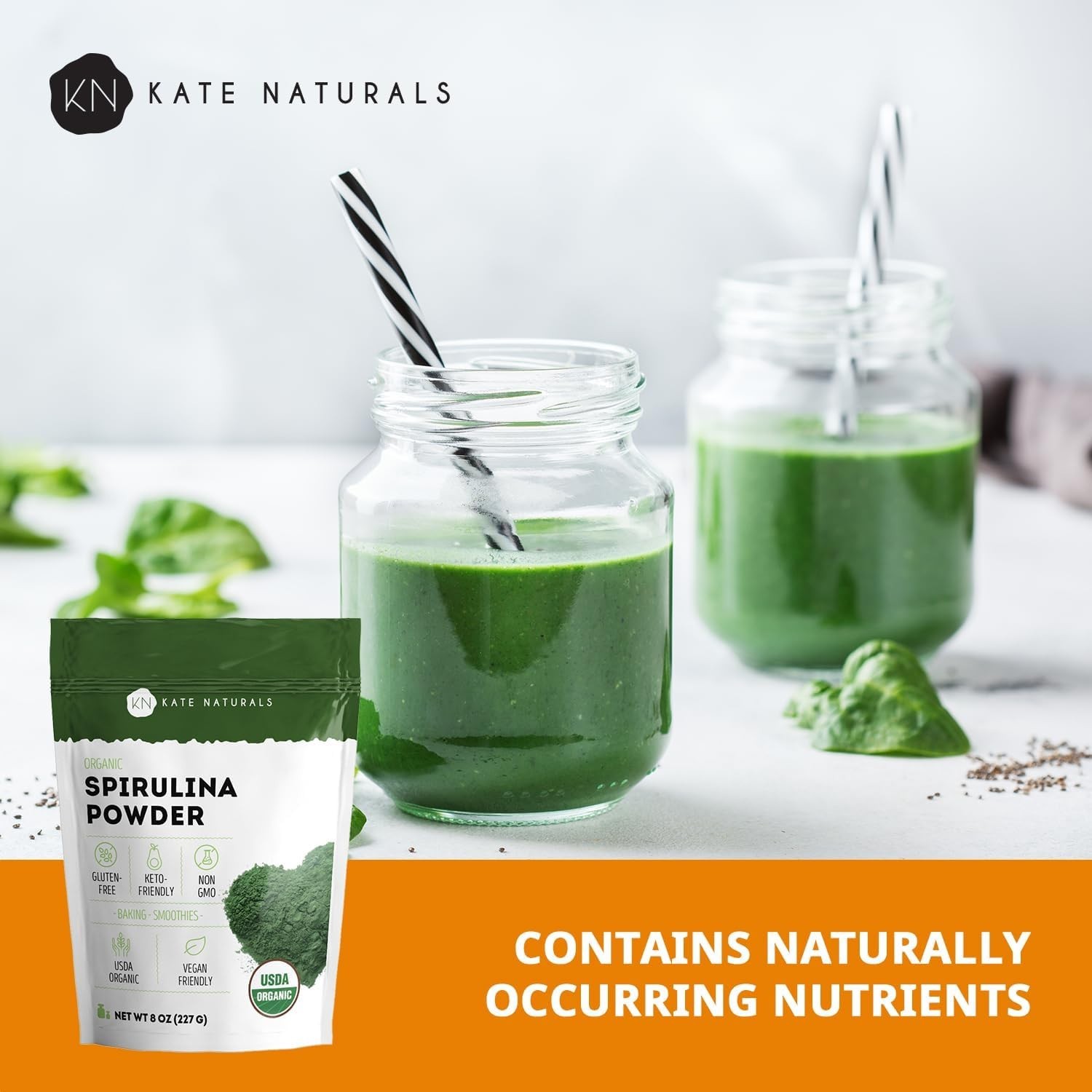 Kate Naturals Organic Spirulina Powder for Immune Support 8 Ounce (Pack of 1)…