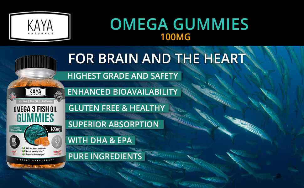 Omega 3 Gummies 60ct, Supports Joint Inflammation, Heart, Brain & Overall Health