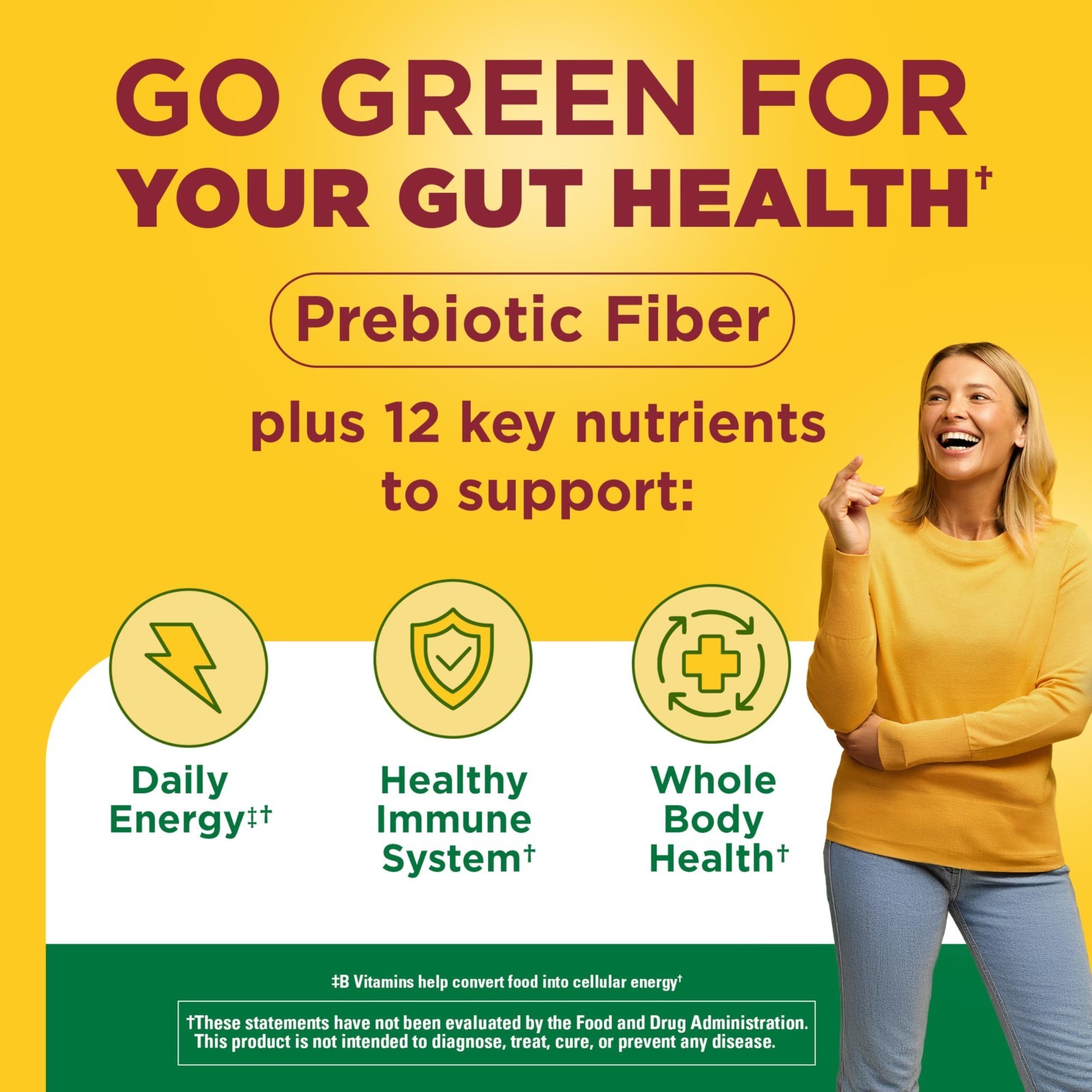 Super Greens Powder Drink Mix – Prebiotic Fiber, 1 Cup Veggies/Serving, Gluten F