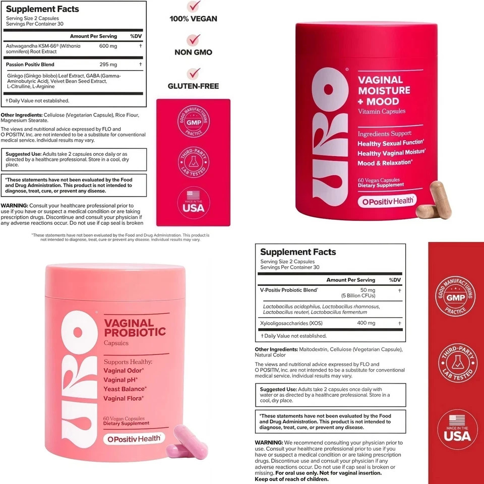 URO Health Women Wellness Bundle Vaginal Moisture Mood 60ct + Feminine Probiotic