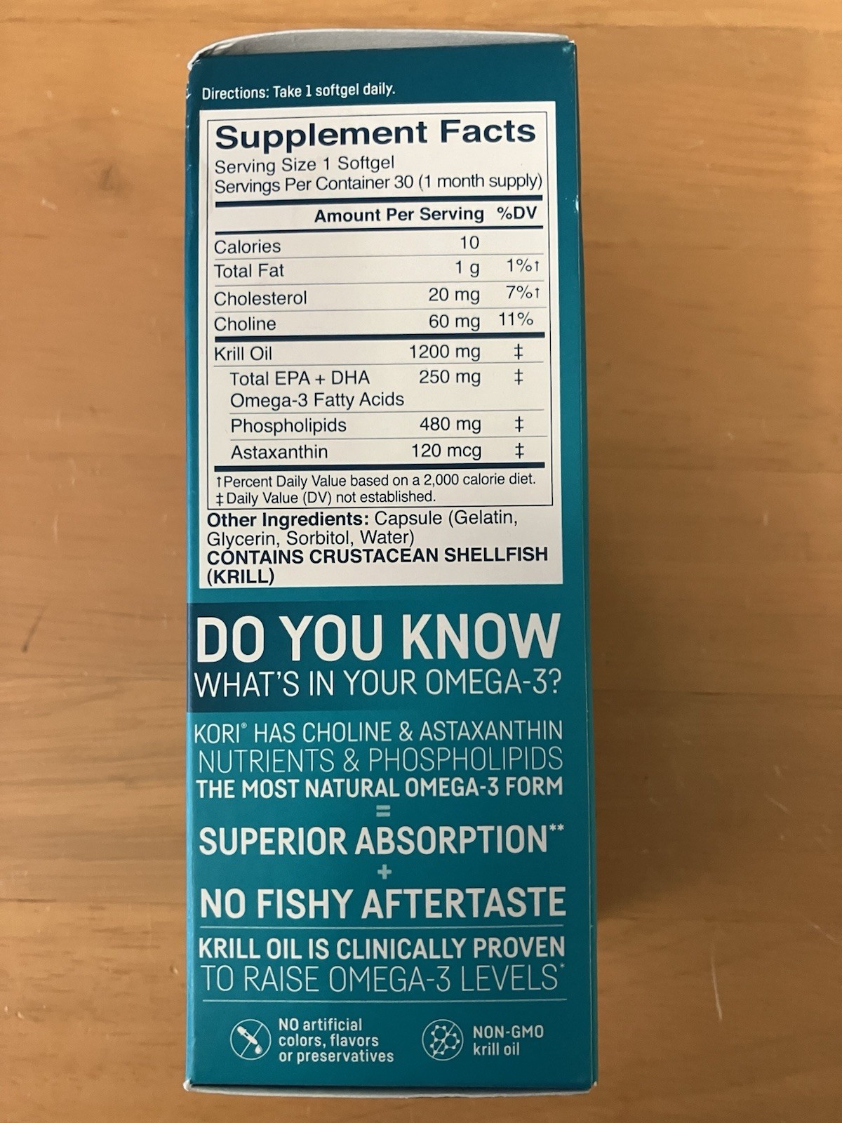 KORI pure Antarctic KRILL OIL 1200mg Omega-3 Multi Benefit 30 Ct. Exp. 04/2028