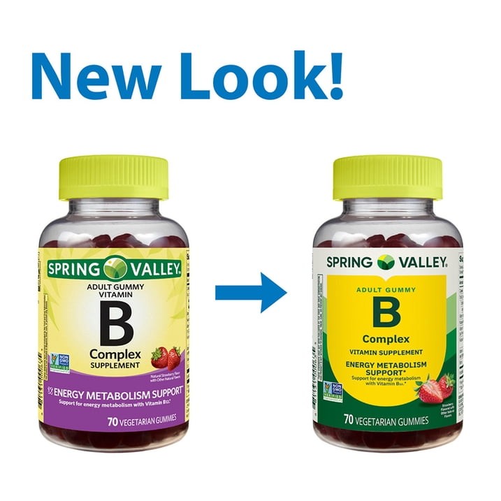 3 Pack Spring Valley Vitamin B Complex Strawberry Vegetarian Gummies, 70 Count