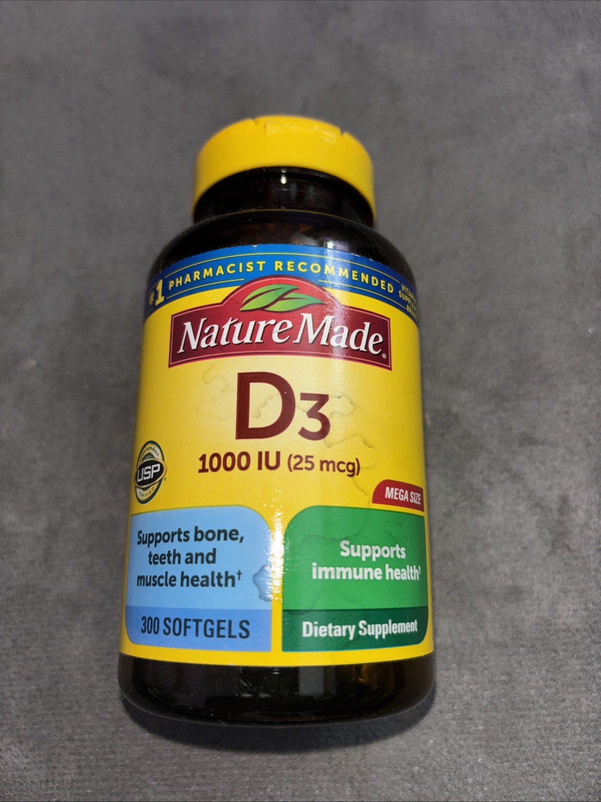 Nature Made Vitamin D3 1000 IU 25mcg Liquid Softgels – 300 Count Exp 3/2028