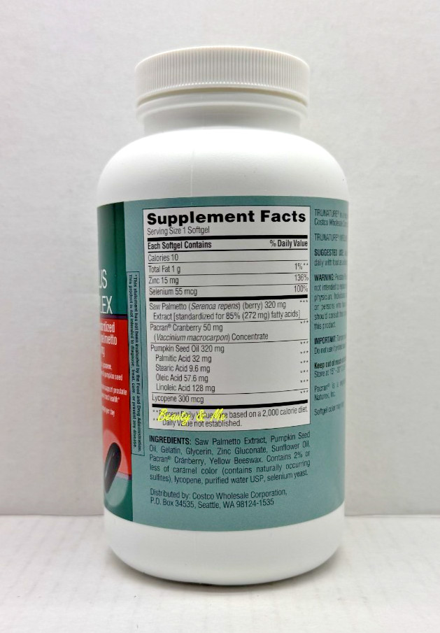 trunature PROSTATE PLUS HEALTH COMPLEX with Saw Palmento, 250 Softgels