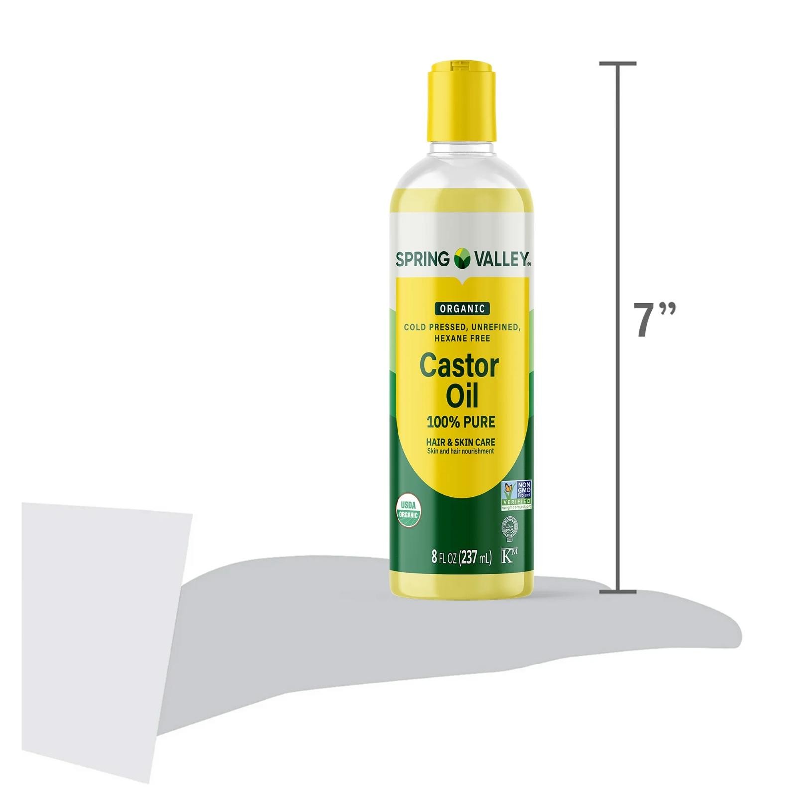 Spring Valley Castor Oil Cold Pressed Unrefined Hexane Free Organic, 8 Fl Oz
