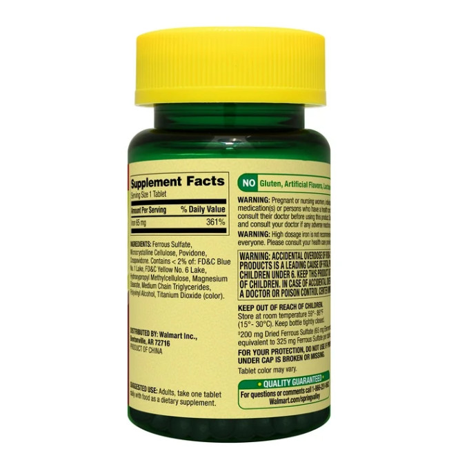 Spring Valley Iron 65 Mg, 200 Ct Total Tablets Pills Tablet Free shipping