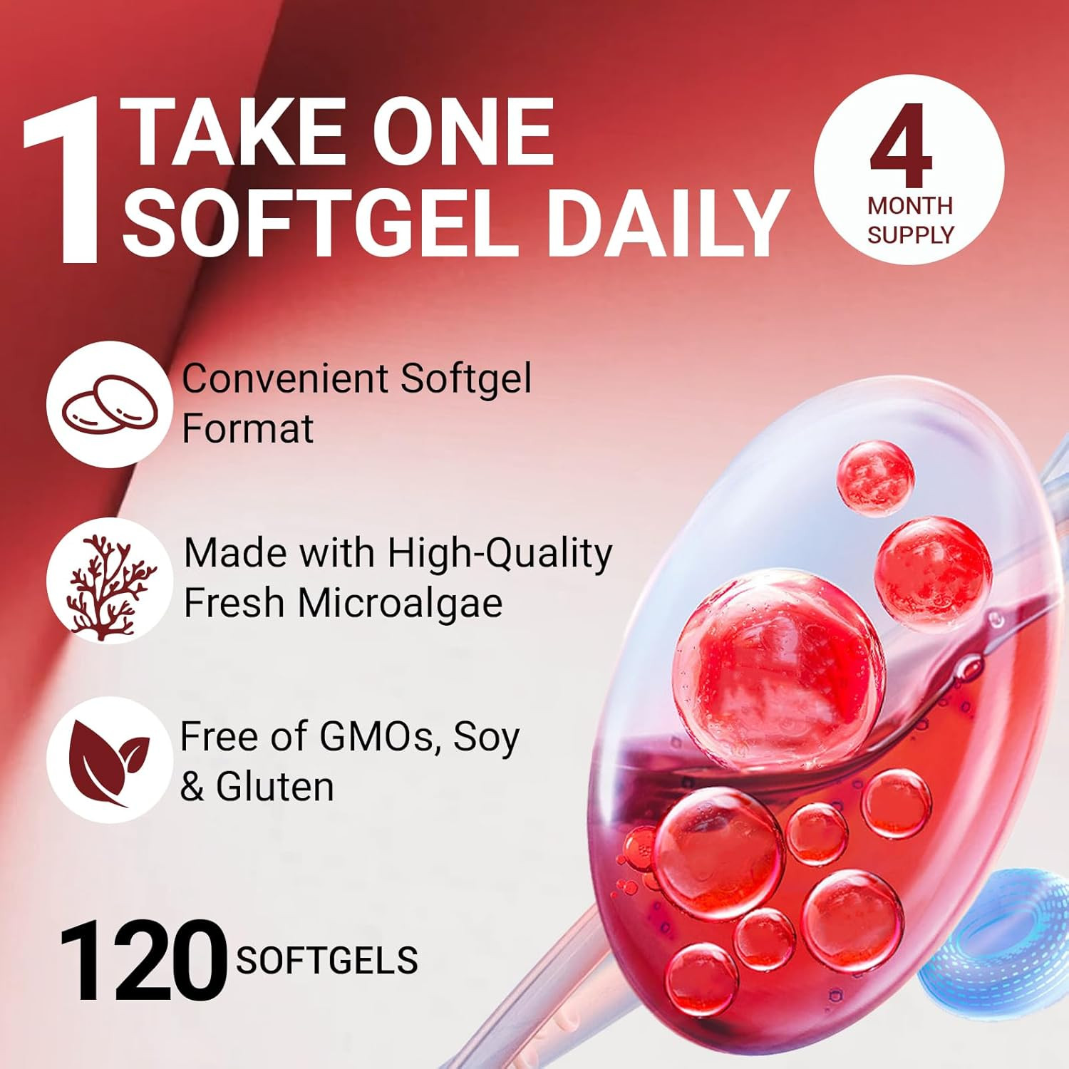 Astaxanthin 12mg 240 Softgels, 4 Month Supply,Triple Strength,Non-GMO,Eye Health