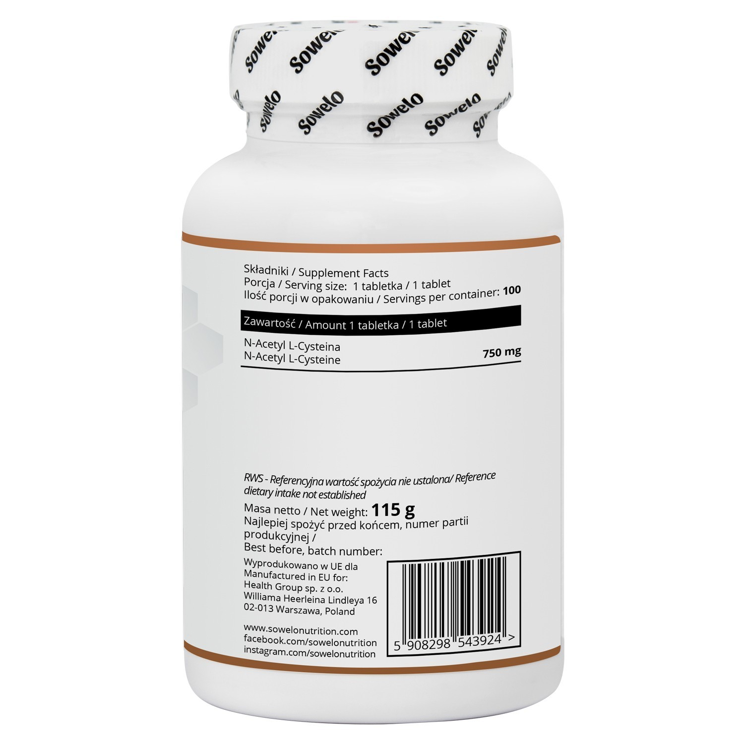 SOWELO N-ACETYL L-CYSTEINE 750mg TABLETS IMMUNE SYSTEM AND LIVER SUPPORT