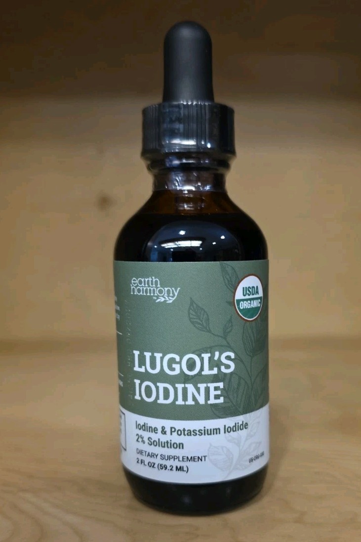 Earth Harmony Naturals Lugol’s Iodine 2% Solution 2 fl oz Dropper Bottle 09/2027