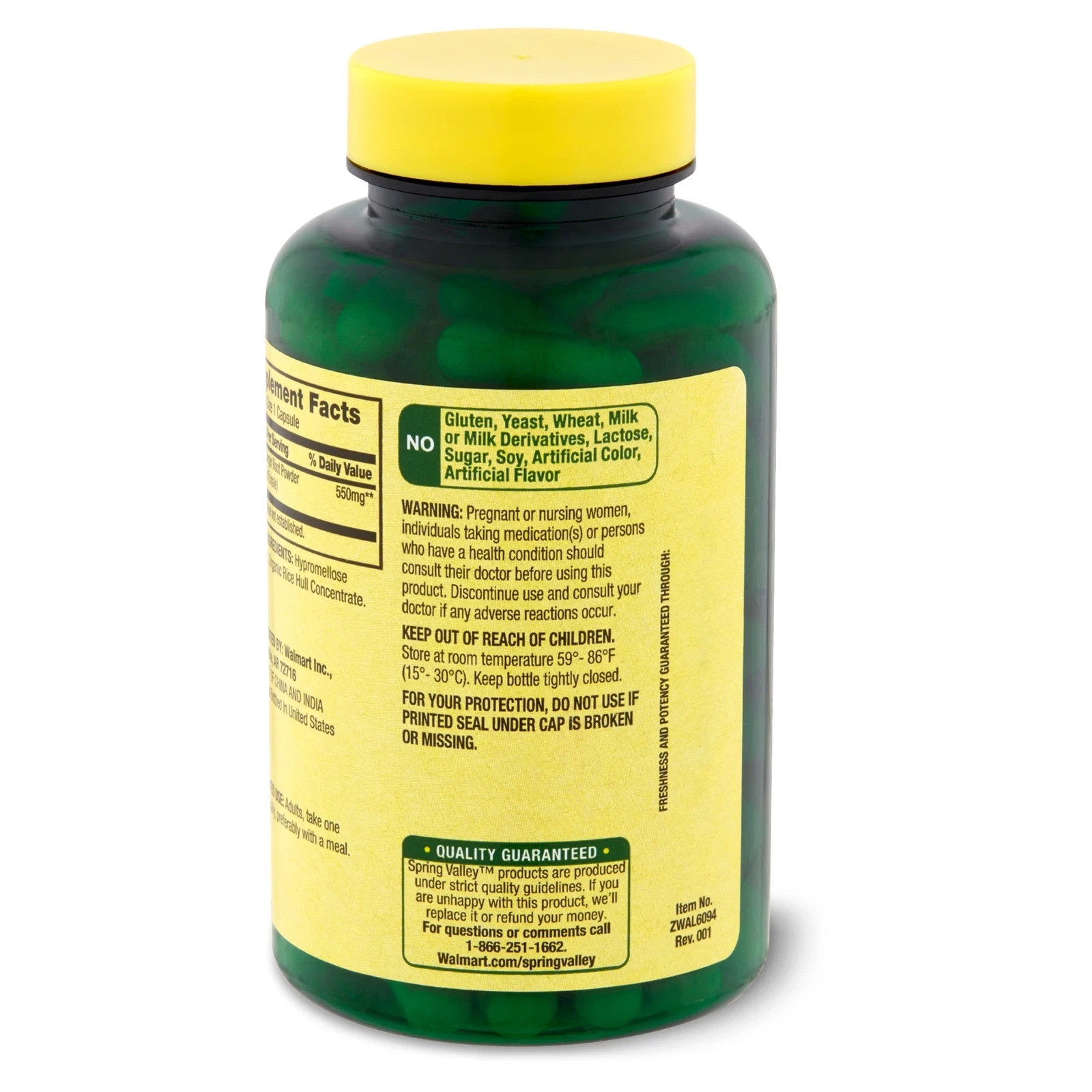 Ginger Root Digestive Health Supplement Capsules, 550mg, 100 Count