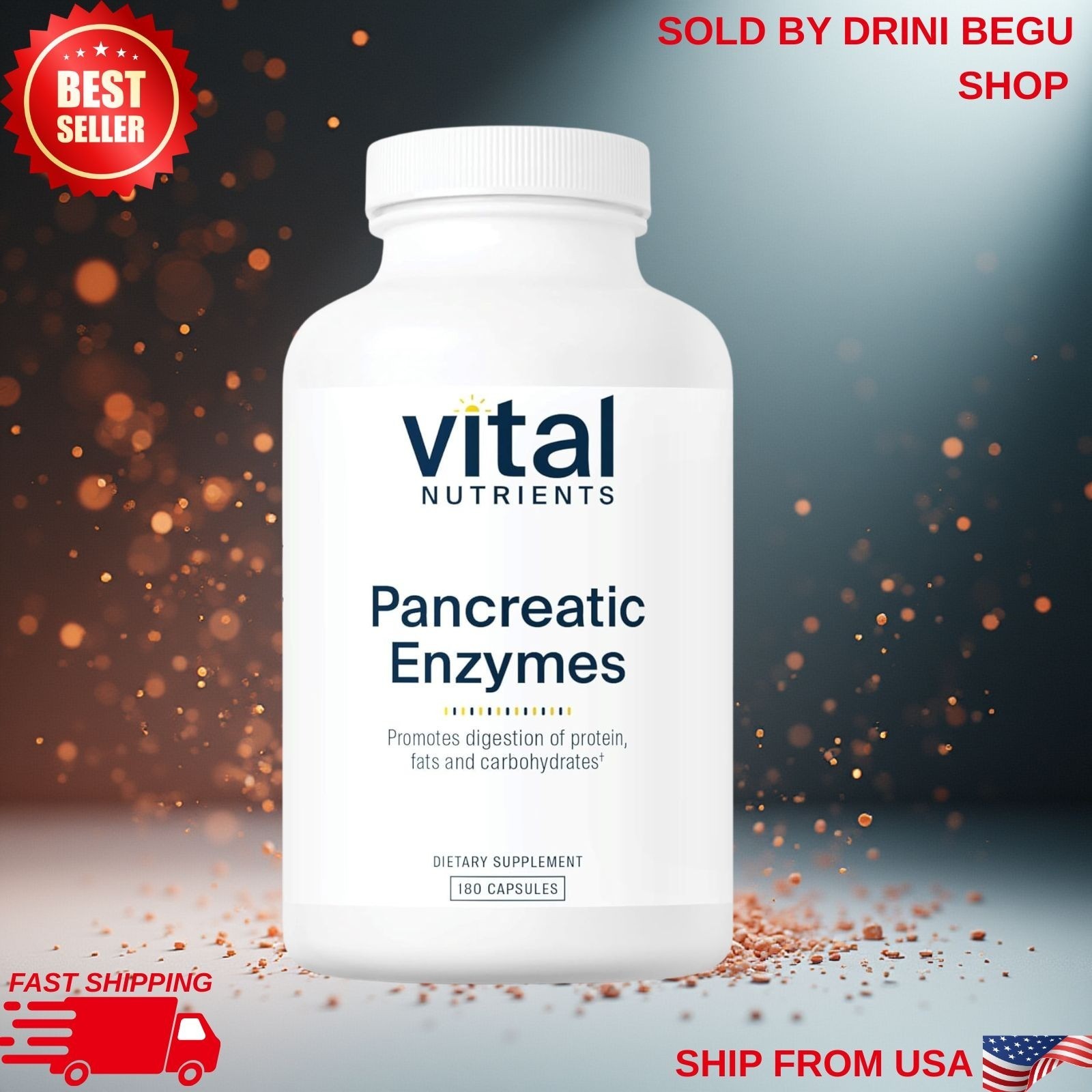 Vital Nutrients Pancreatic Enzymes 180 Capsules Digestive Support