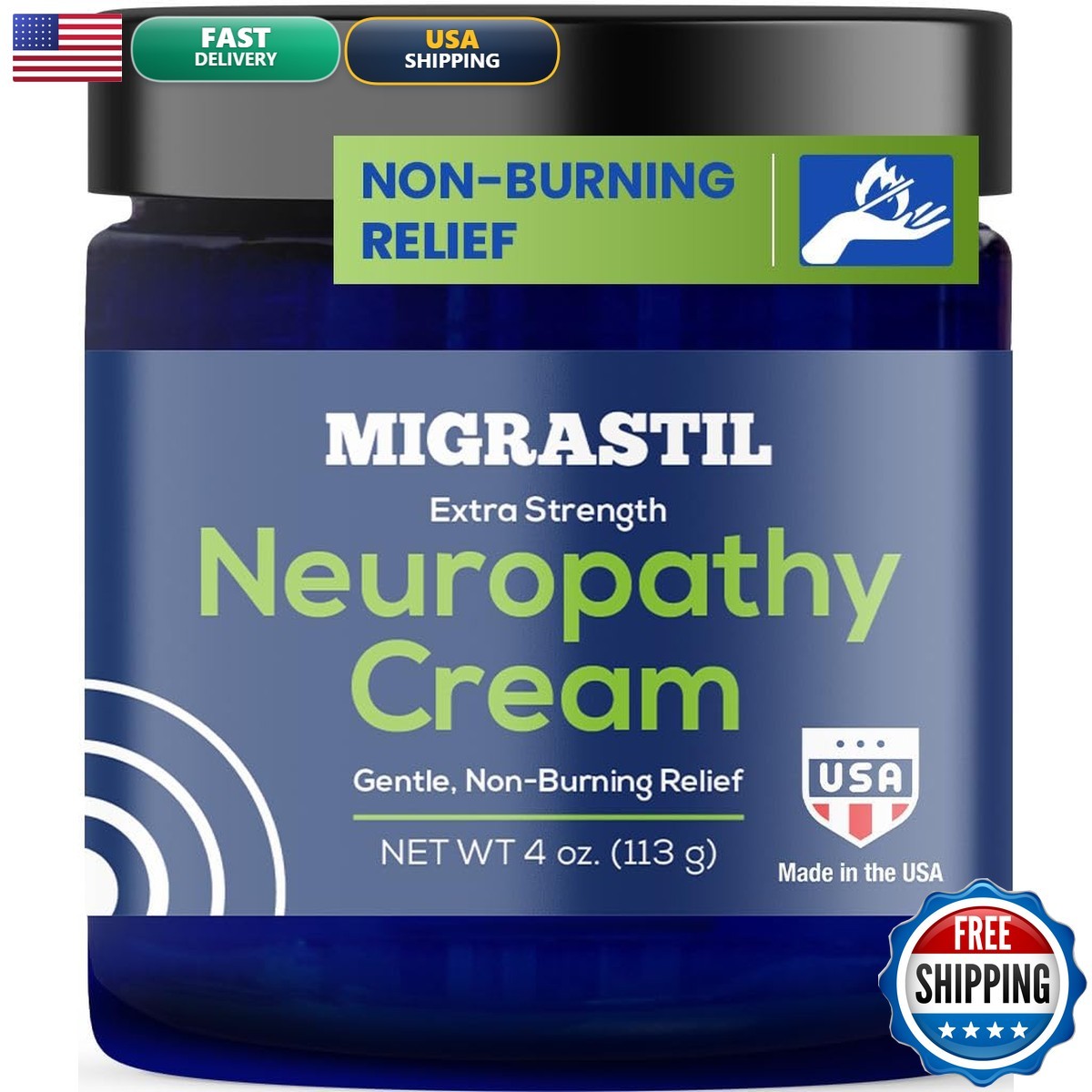 Migrastil Extra Strength Neuropathy Cream for Feet, Legs & Hands 4oz USA