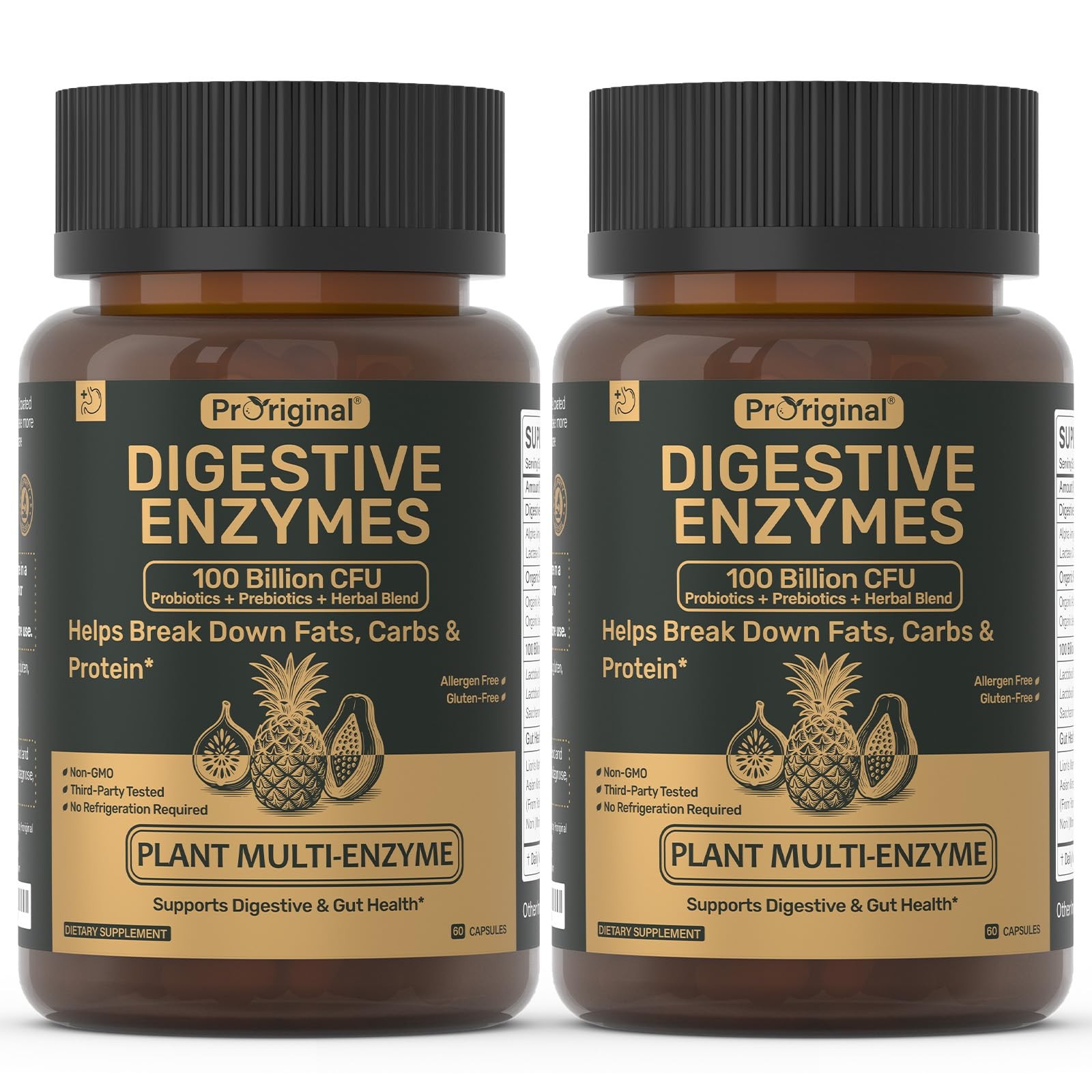 Digestive Enzymes Supplement with 100 Billion CFU 60 Count (Pack of 2)