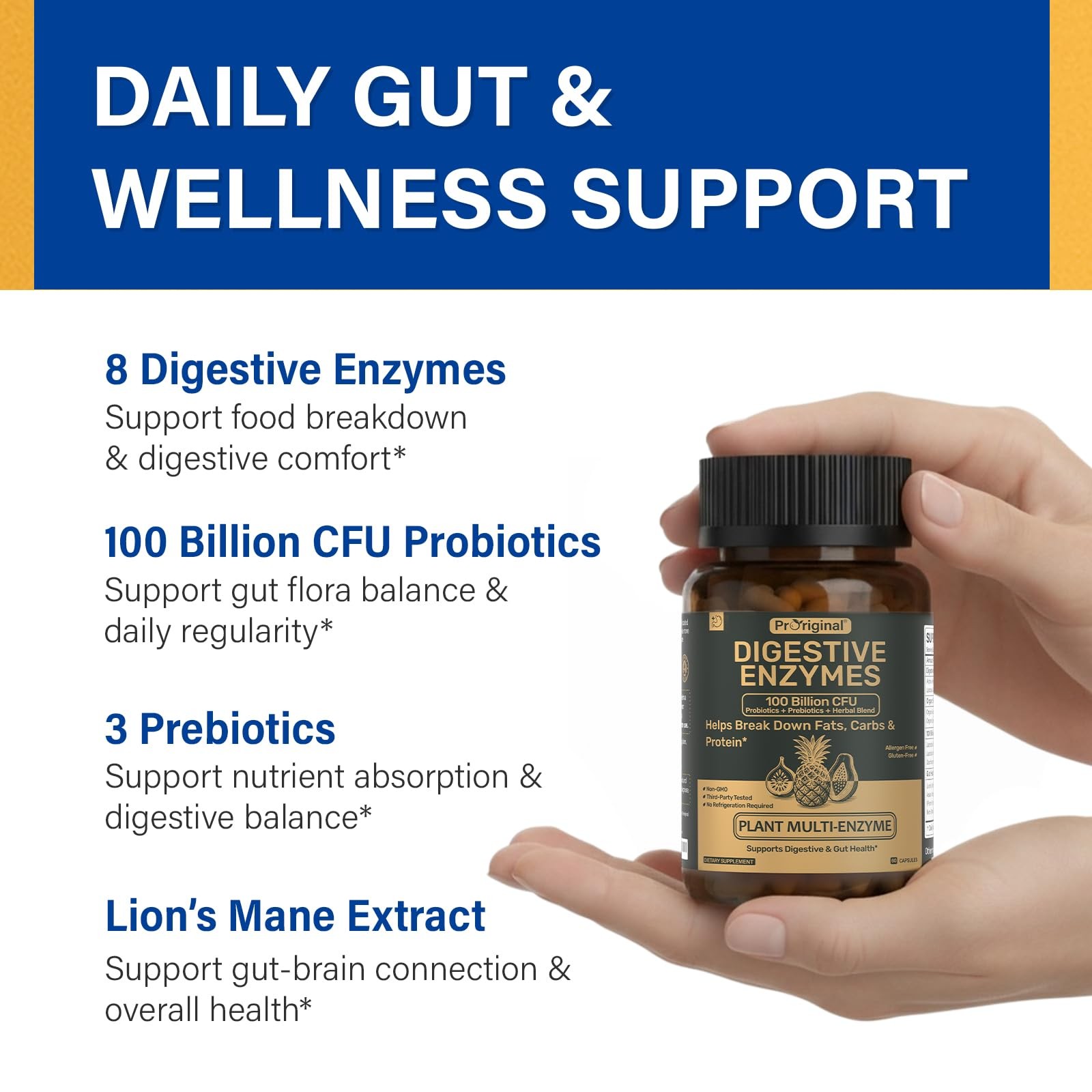 Digestive Enzymes Supplement with 100 Billion CFU 60 Count (Pack of 2)