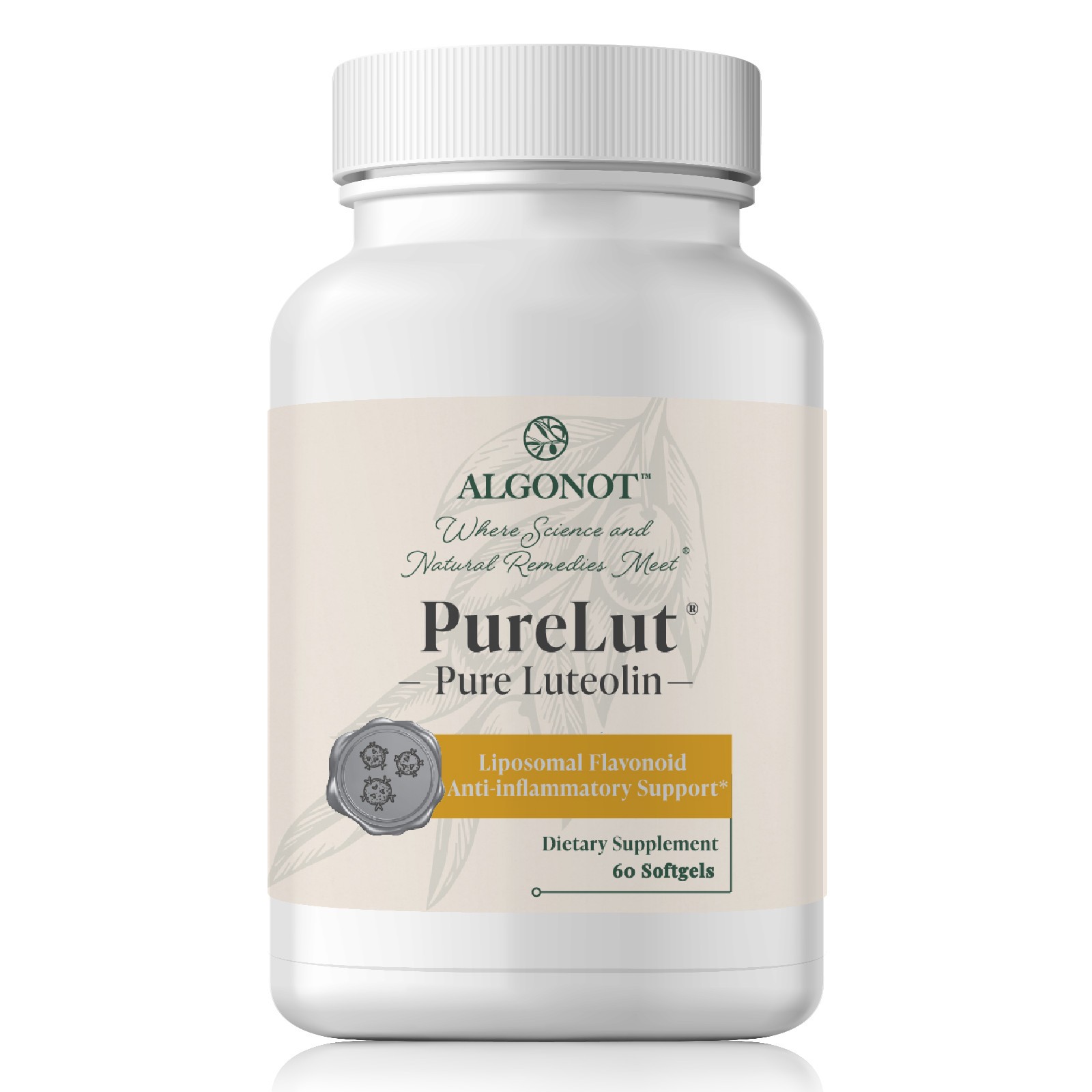 Algonot PureLut Liposomal Luteolin – 60 gelcap | Patented Olive Oil Formula