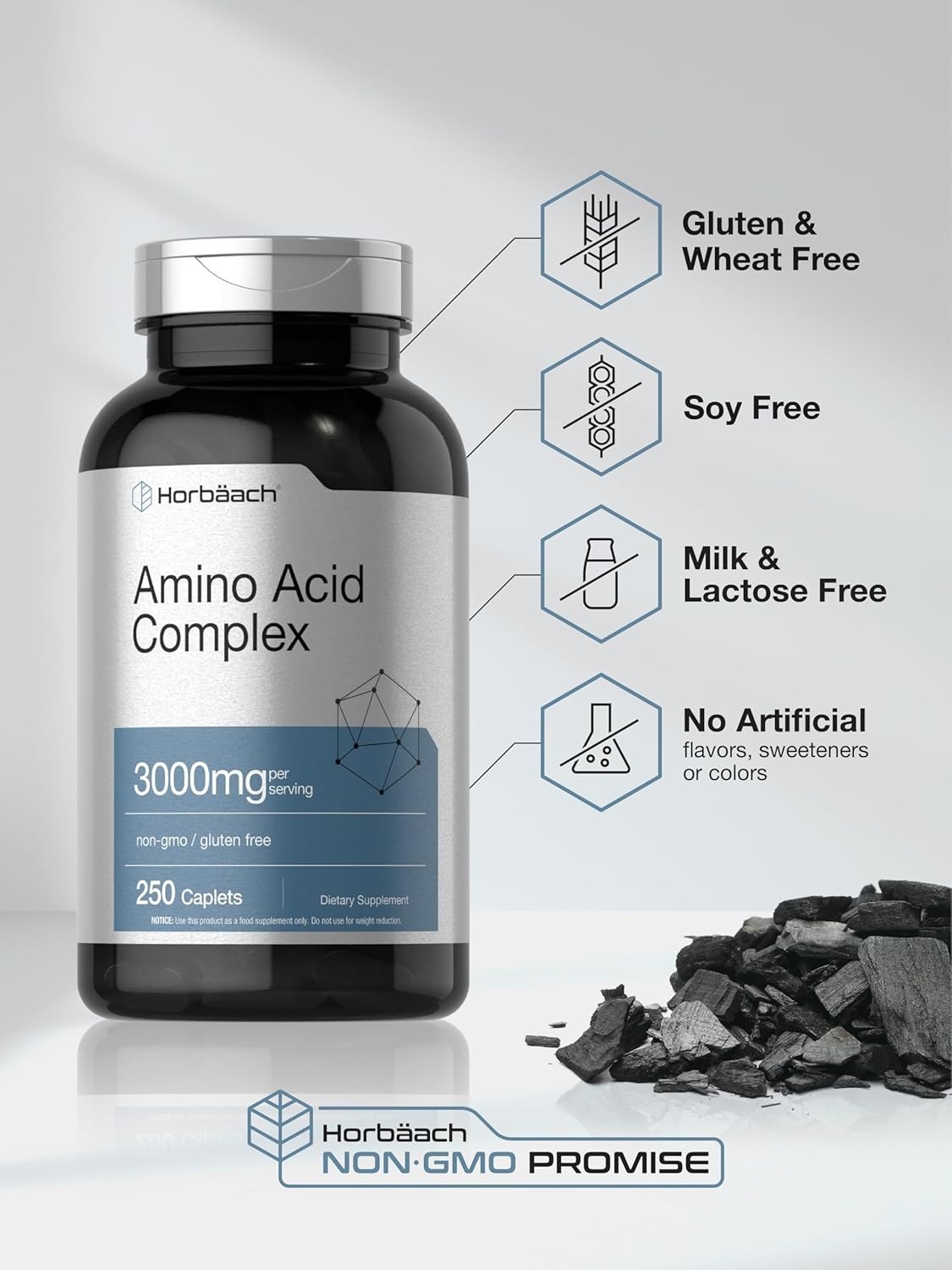 Amino Acid Complex 3000Mg | 360 Caplets | Non-Gmo, Gluten Free Amino Acids Supp