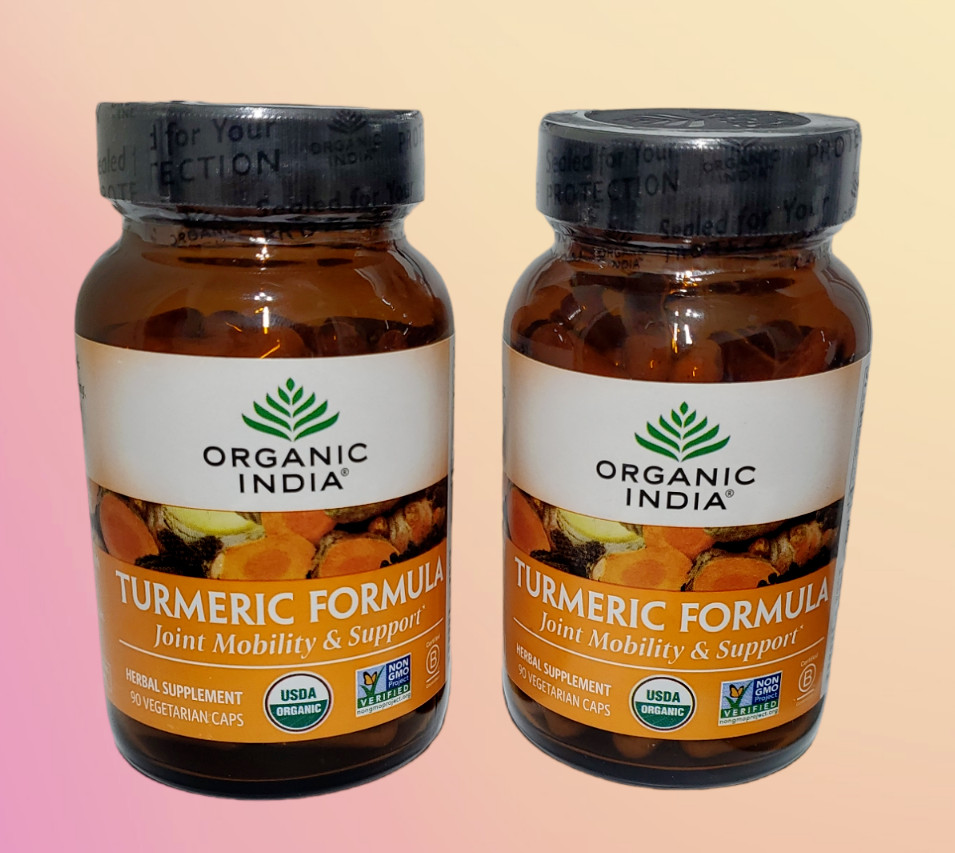 2 Pack ( 90 + 90) Vegi Caps ORGANIC INDIA TURMERIC FORMULA Total 180 Caps