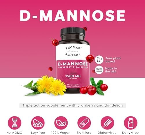 Toms Remedies D-mannose 1200mg – Urinary Tract Flush -Cranberry & Dandelion |…