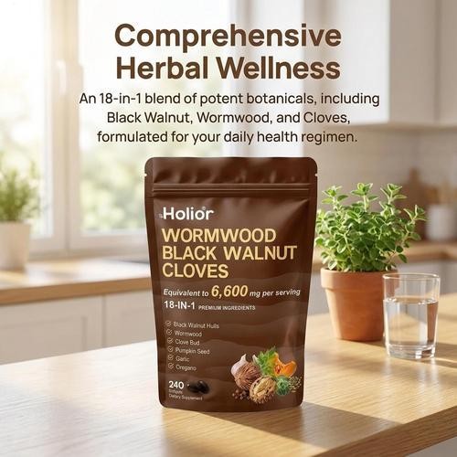 Holior Wormwood Black Walnut Clove Herbal Supplement 240 Softgels