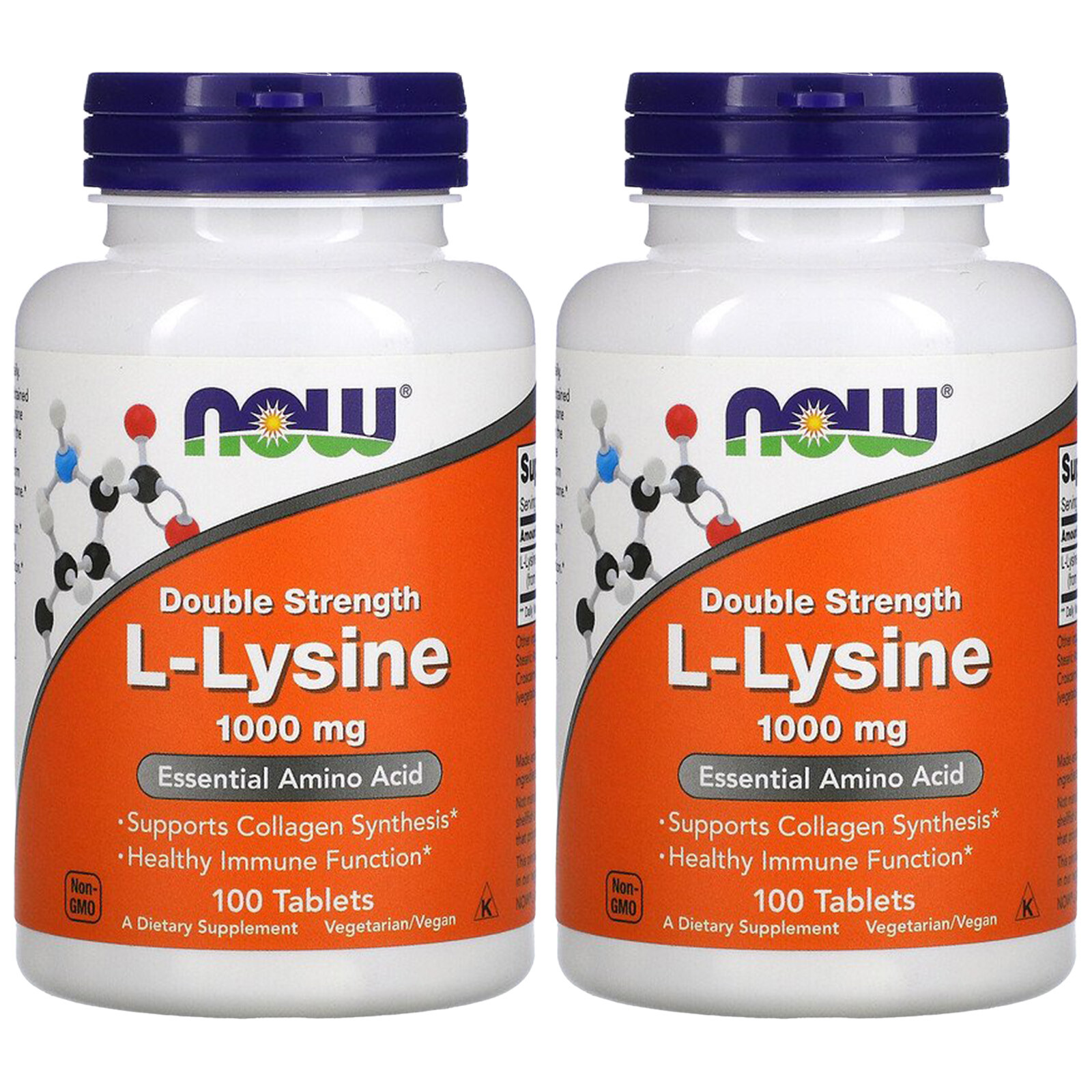 Now Foods, (2 Pack) L-Lysine, 1,000 mg, 100 Tablets