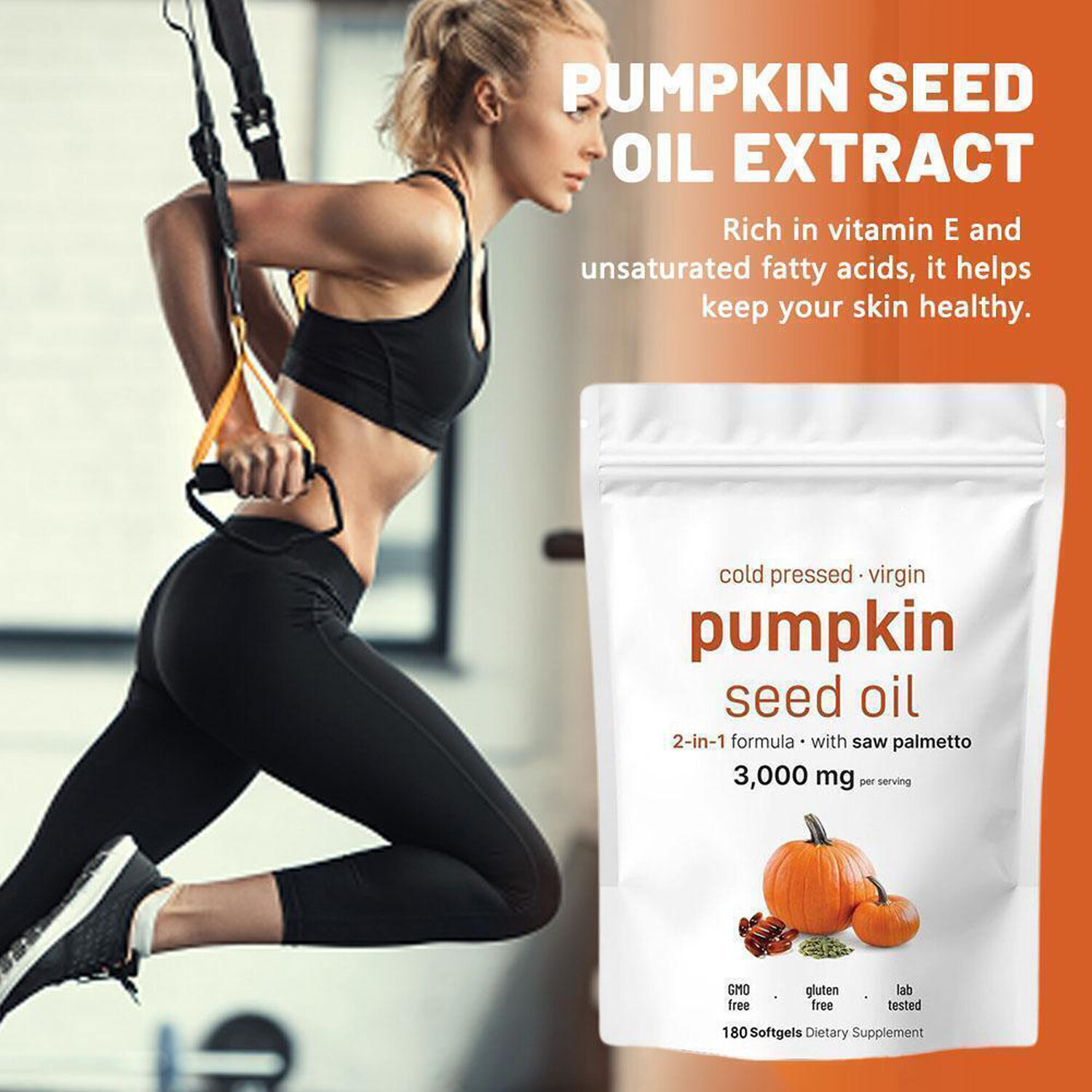 Pumpkin Seed Oil 3000mg + Saw Palmetto 300 mg | Prostate Support |180 Softgels