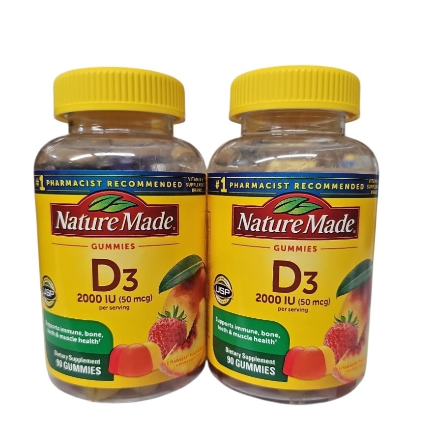 2 Pack Nature Made Vitamin D3 2000 IU Gummies, 90 Each 180 Count Total Exp 01/28