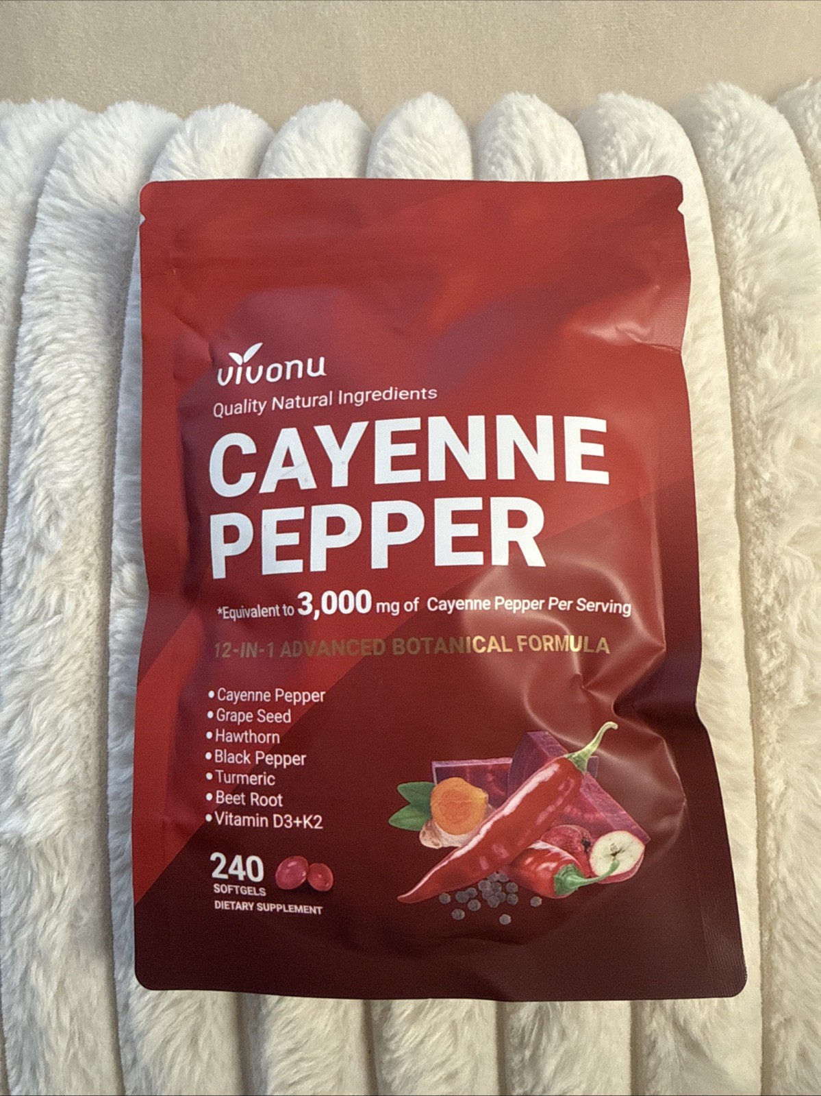 VivoNu Cayenne Pepper Softgels Supplement – 240 Capsules NEW FREE SHIP