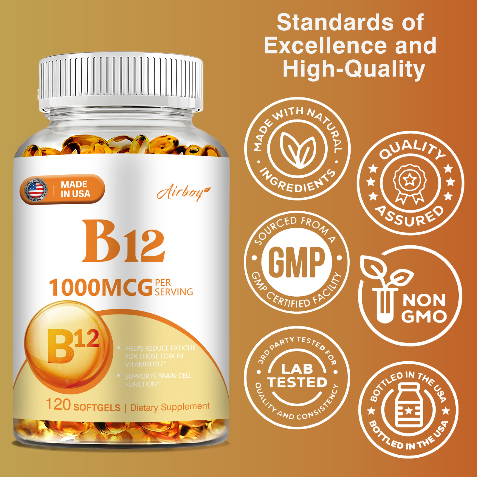 Vitamin B12 Capsules 1000mcg – Boosts Energy Nervous System, Energy Metabolism