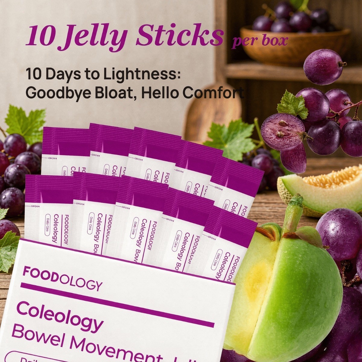 FOODOLOGY Coleology – Grape Jelly Sticks for Bloating & Digestive Comfort