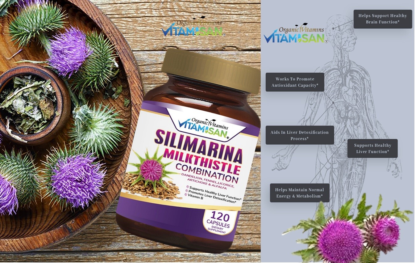 Naturals 3 PACK Milk Thistle Silimarina 120 Capsules Made in USA organic vitamin
