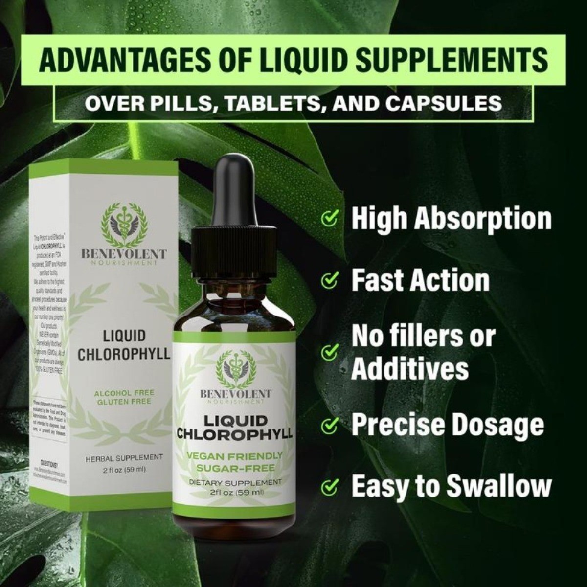 Chlorophyll Liquid Drops – Internal Deodorant, Detox Support, Gut & Liver Health
