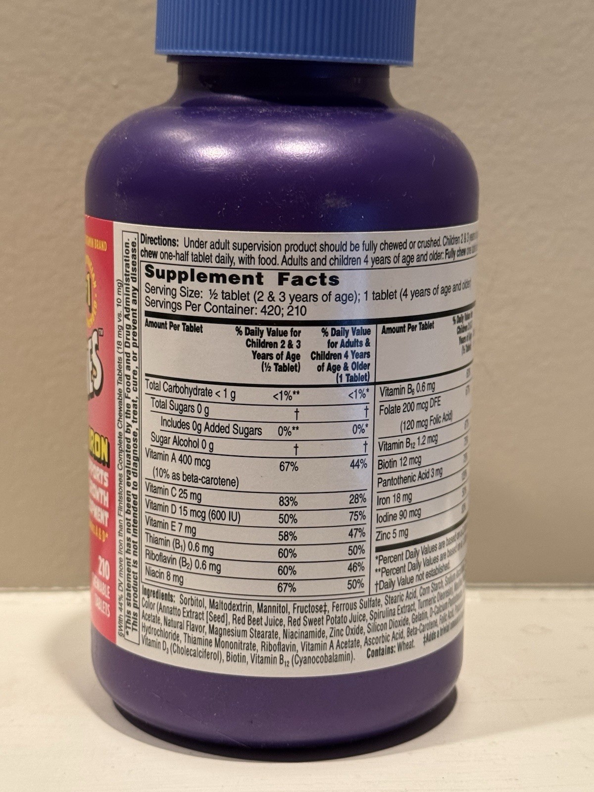 Bayer Flintstones + Extra Iron Chewable Multivitamin Tablets for Kids 210 ct.