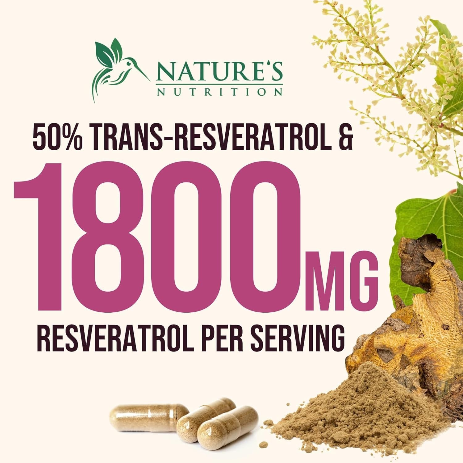 Resveratrol Supplement 1800mg – Extra Strength Trans-Resveratrol, Antioxidant Bl
