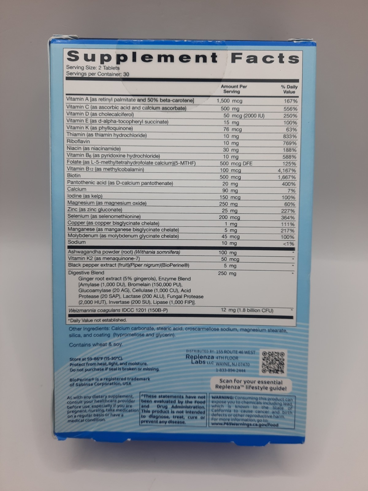Replenza GLP-1 Support Daily Nutritional Supplement 60ct Exp. 09/26
