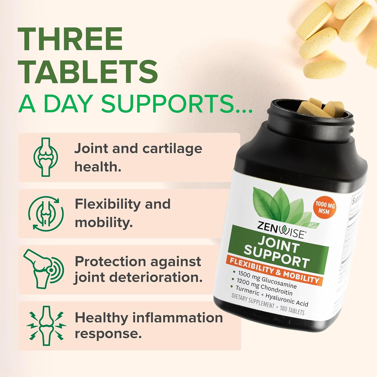 Zenwise Health Joint Support Supplement with 180 Count (Pack of 1)