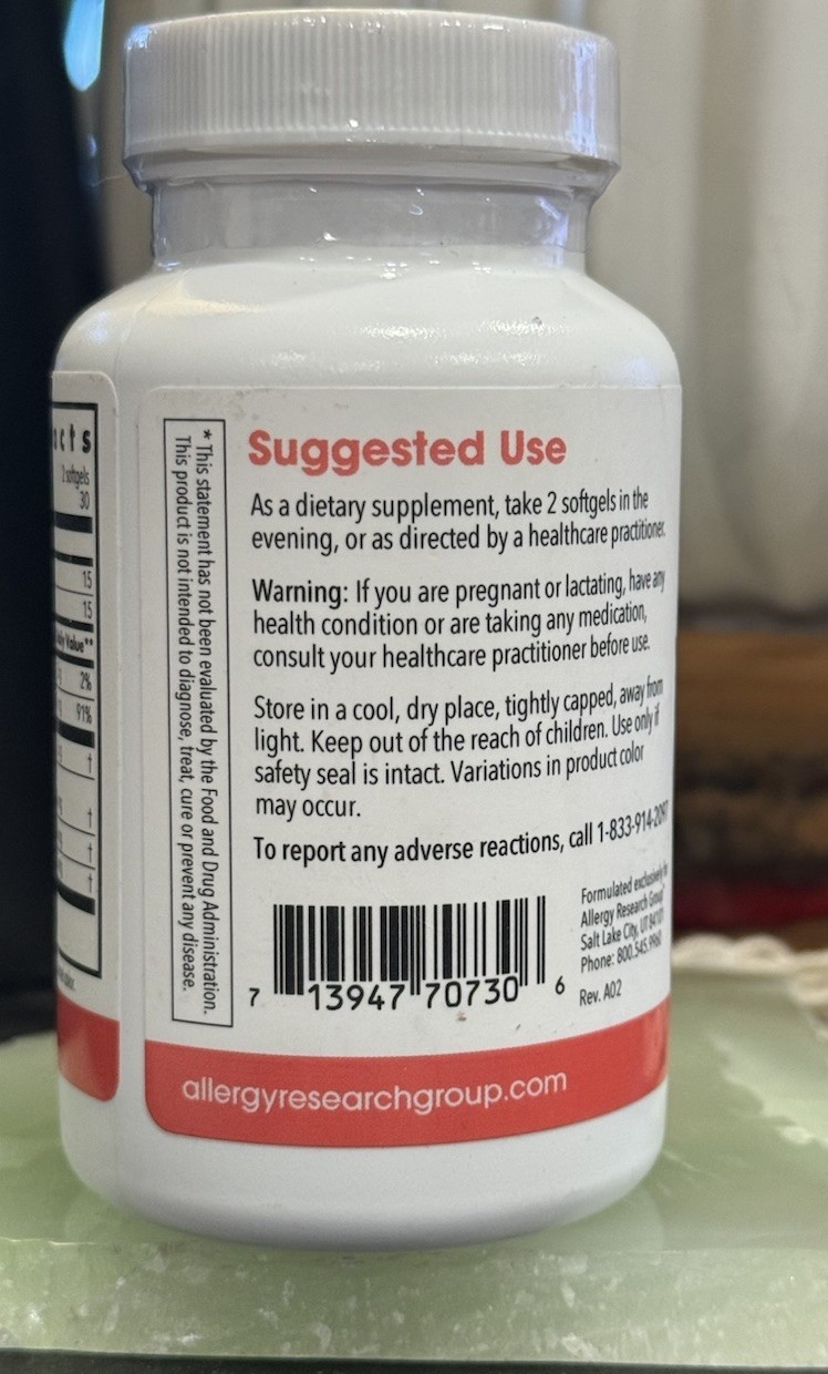 Allergy Research Group Palmetto Complex II 60 Softgels- Exp 3/27 Prostate Health