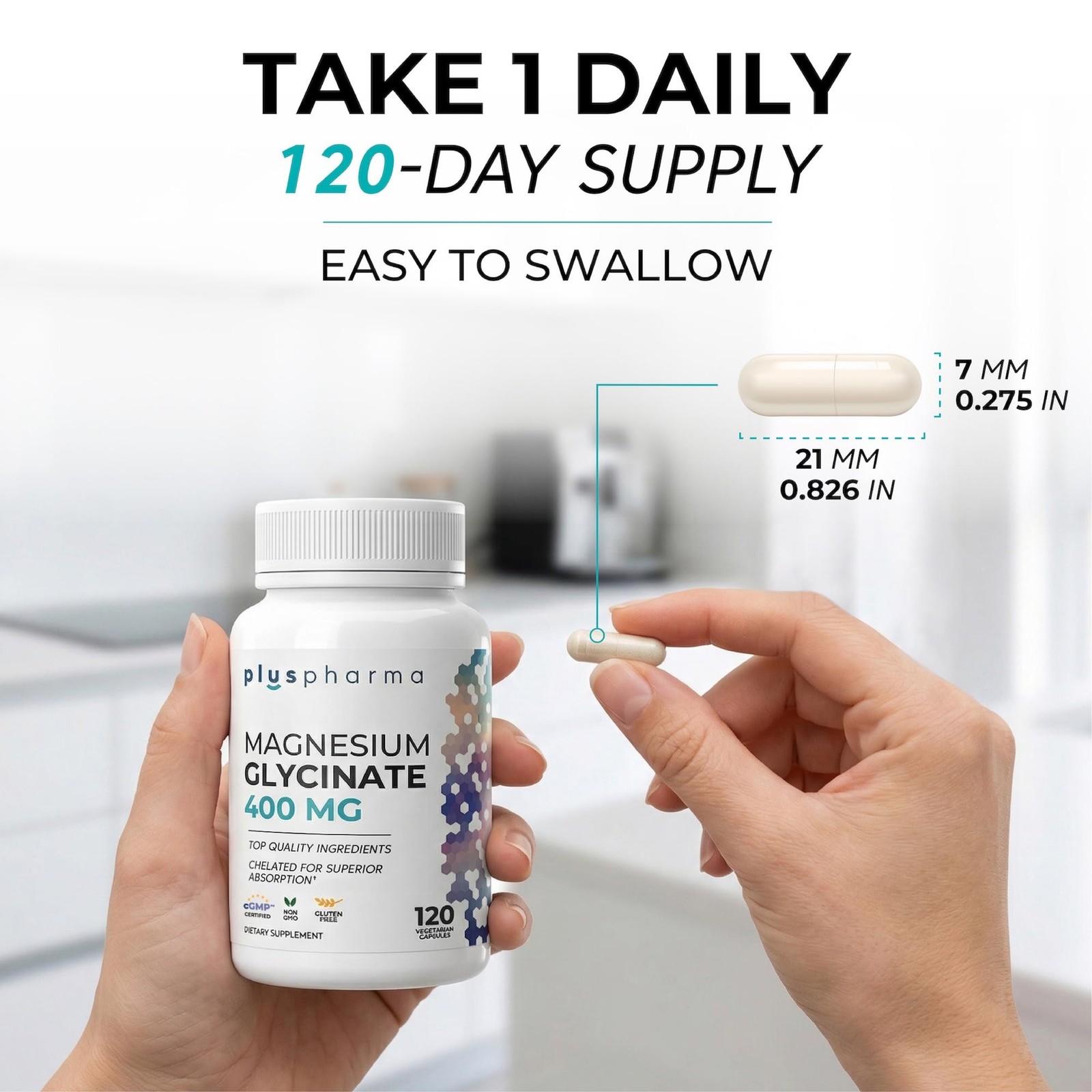 Magnesium Glycinate 400mg – 120 Veggie Capsules Chelated for Superior Absorption