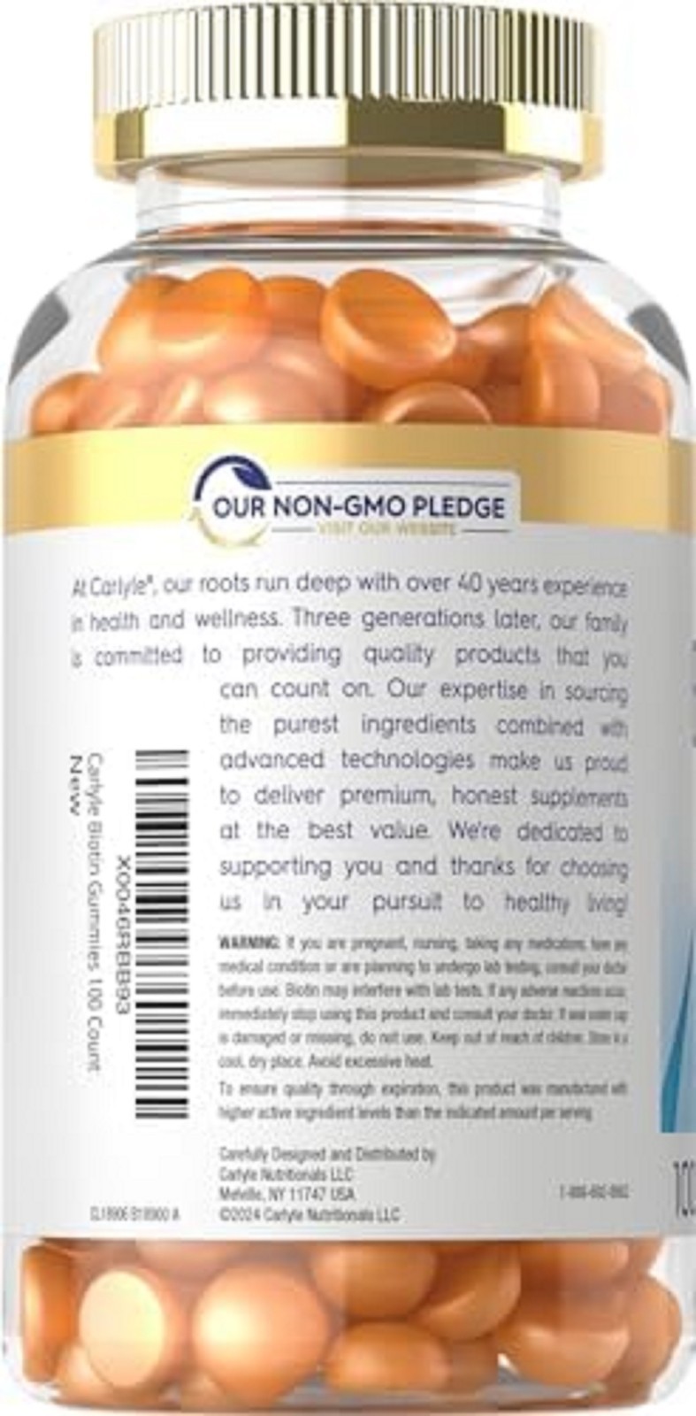 Biotin 10000Mcg Gummies | 100 Count | Peach Flavor Supplement | Vegan, Non-Gm…