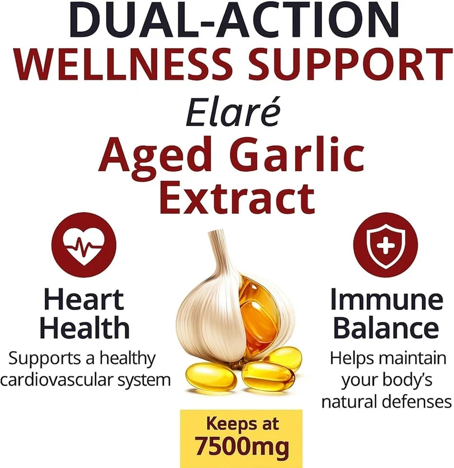 Odorless Garlic 7500mg Per Servings, 300 Softgels | 2 Years Aged Garlic Extra…