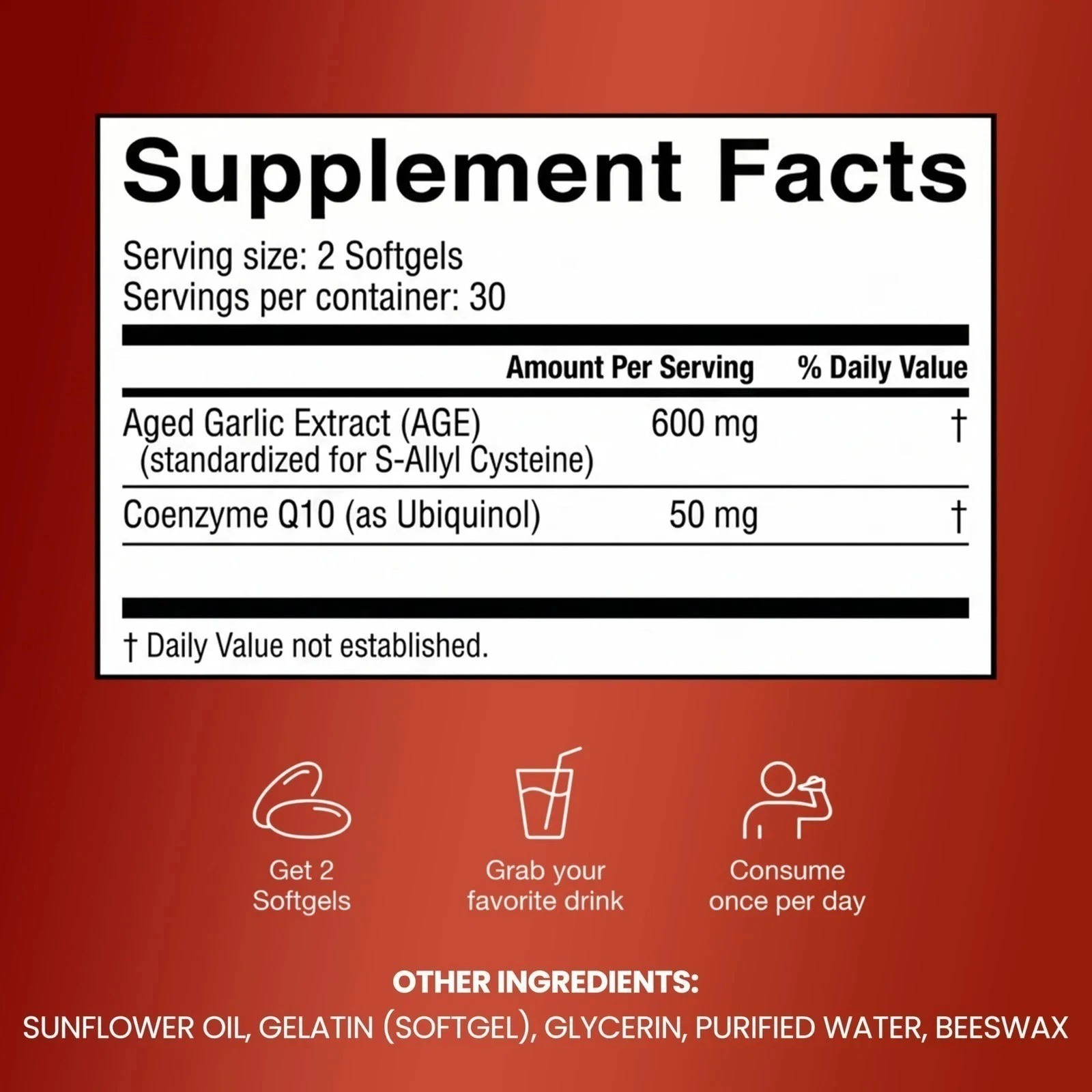 Resilia Garlic Extract 1200mg Softgels (60 Count) – Odorless Aged Garlic Extra..