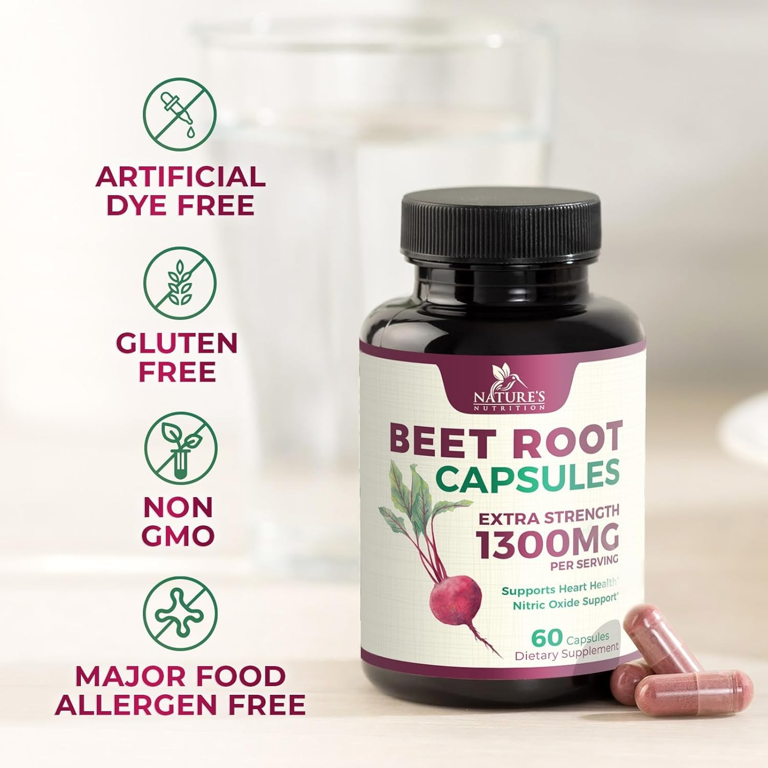 Beet Root Capsules 1300Mg – Extra Strength Red Beetroot Powder Supplement – Supp