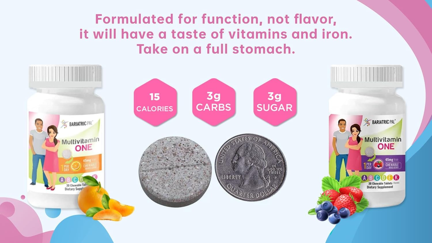 Multivitamin ONE 1 per Day! Bariatric Multivitamin Chewable with 45Mg Iron – Mi