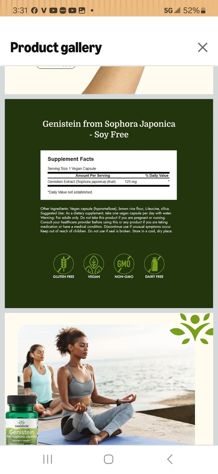 Swanson Genistein from Sophora Japonica 125 mg60 Veg Capsules brand new 2 Avail