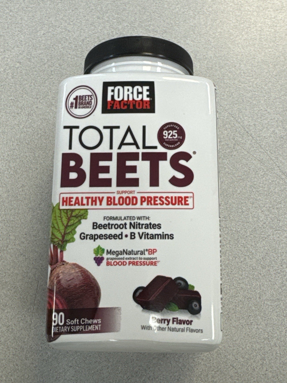 Force Factor Total Beets Soft Chews Berry 90 Count Exp 03/2028