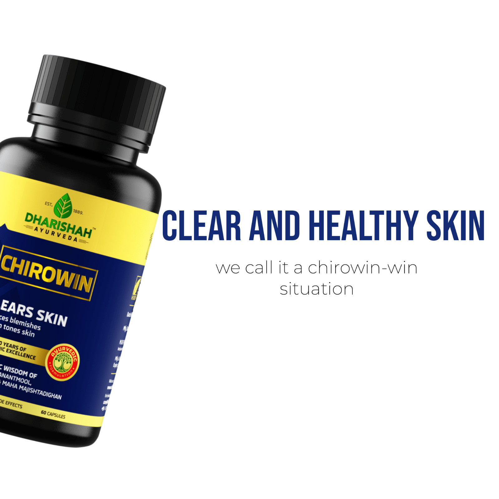 Ayurveda Chirowin 60 Capsules For Clear and Flawless Skin Healthy skin Pack 2