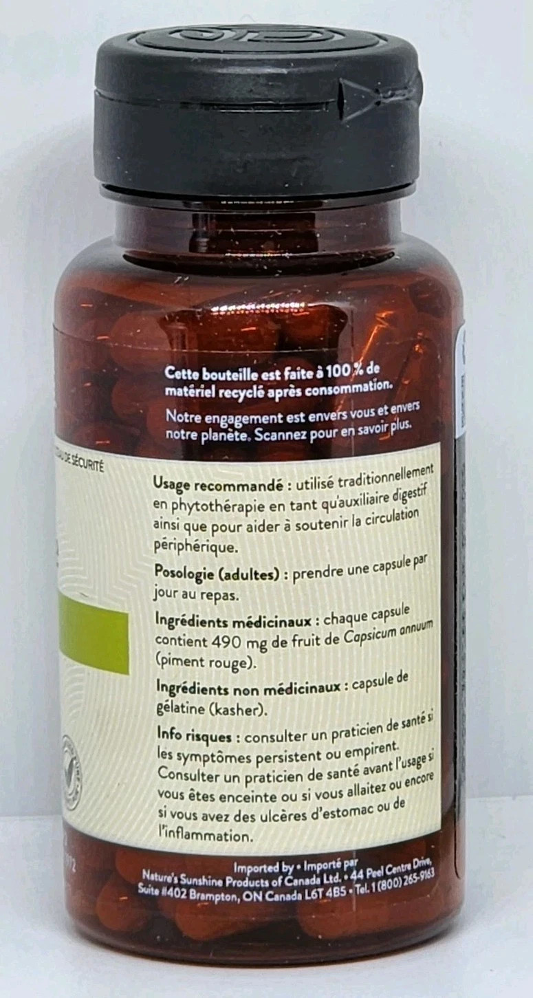 Natures Sunshine Capsicum 100 Capsules New Sealed Bottle Exp. 07/2028