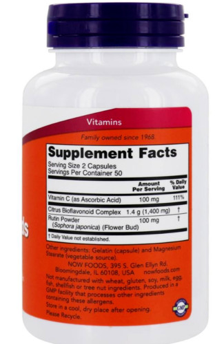 NOW Foods Citrus Bioflavonoids 1400mg 100 Caps Sophora japonica/Rutin/Kosher