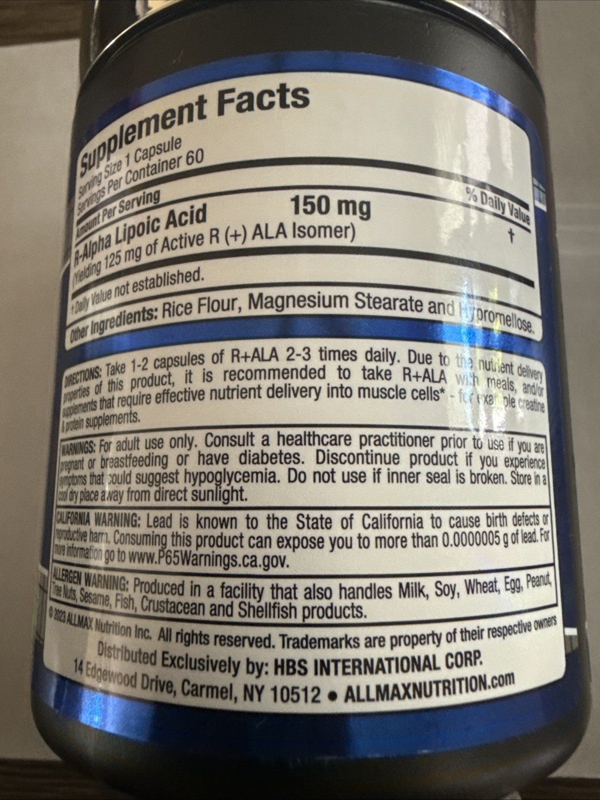 ALLMAX ESSENTIALS R-+ALA 60. CAPSULES. EXP 9/2026
