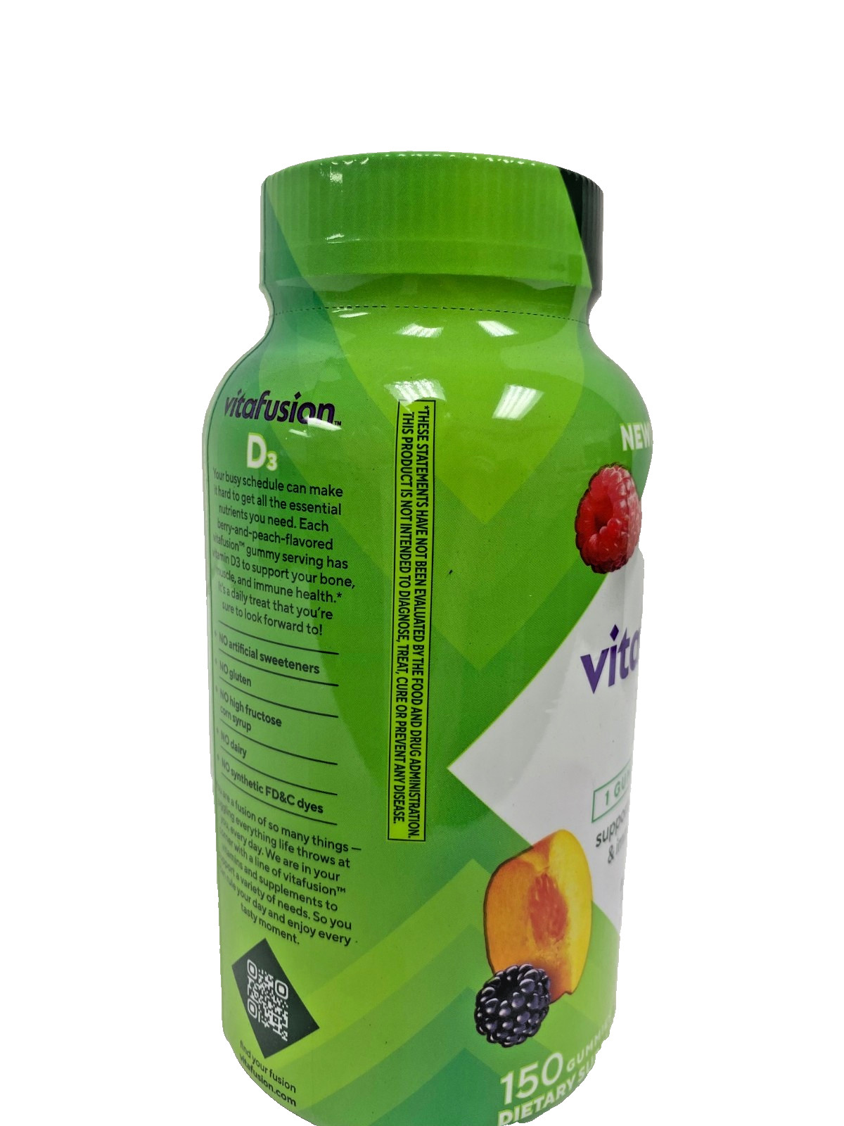 VITAFUSION D3 GUMMIES 150 Count Berry, Peach Flavor 50 MCG Per Serve 1 Gumy Serv