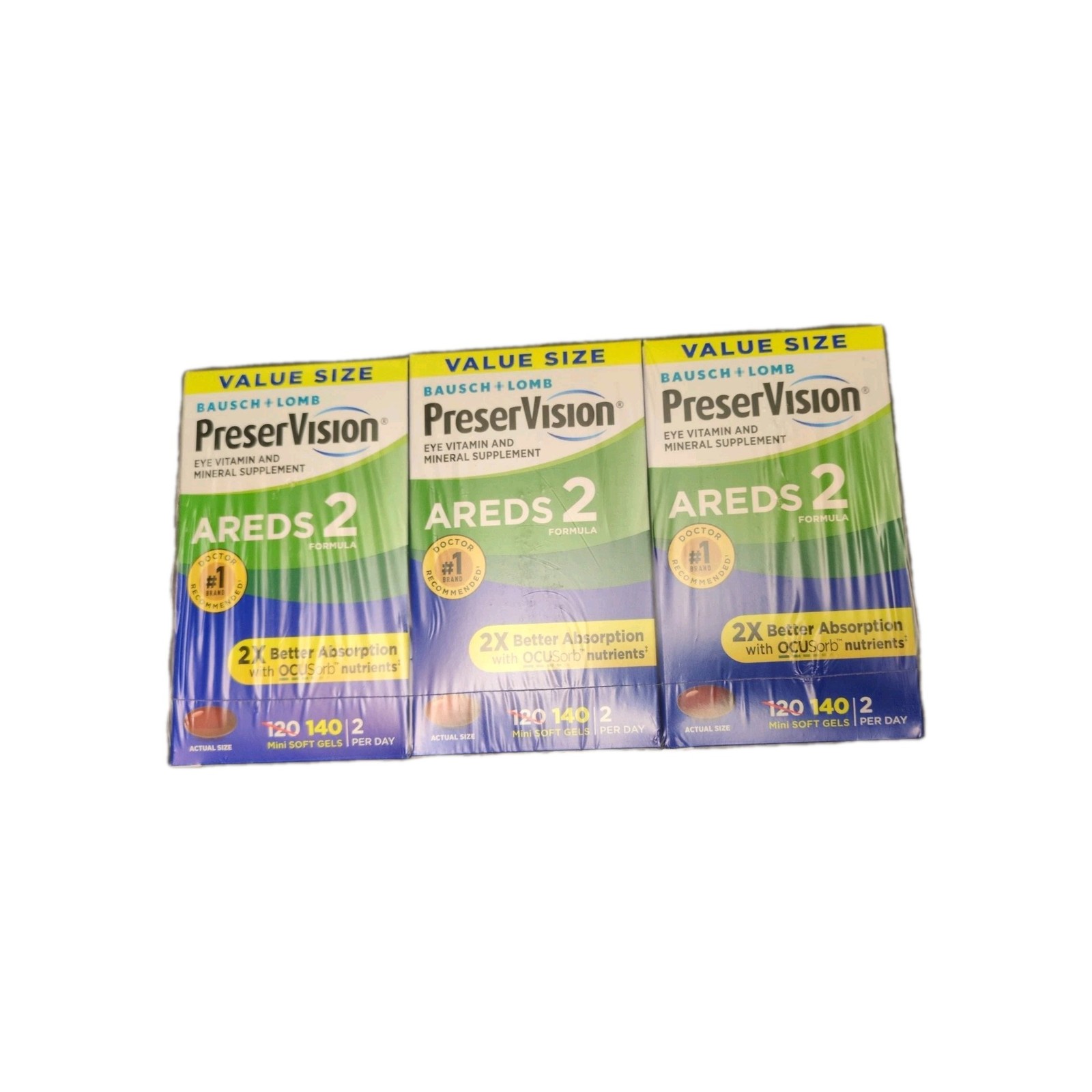 (3) Bausch Lomb PreserVision AREDS 2 Formula Eye Vitamin Mineral @ 140 Exp 5/27